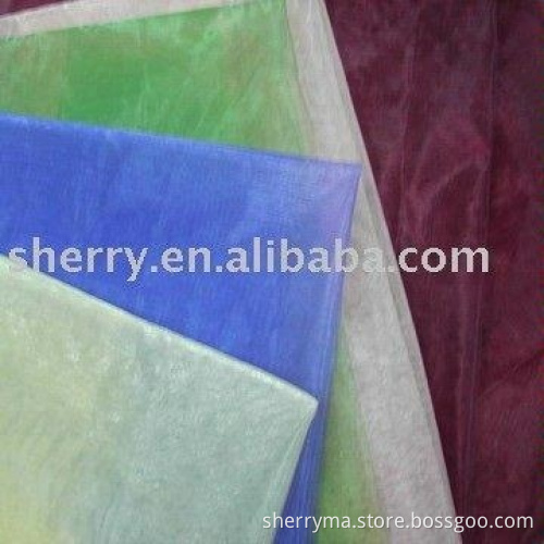 Newest design 30dx30d polyester two tone organza fabric plain woven fabric for dress